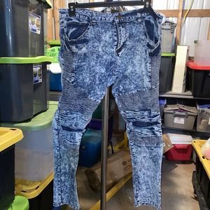 CJ Black Premium Skinny Flex Distressed Blue Jeans Men's 36X30